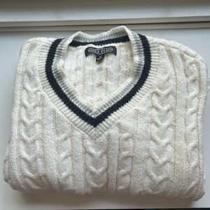 Cable Knit Sweater with Trim